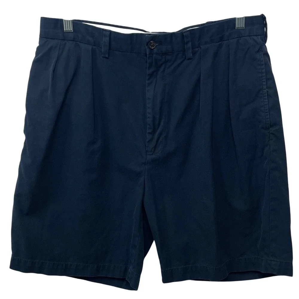Polo Golf Ralph Lauren Mens Navy Blue Pleated Fairway Shorts Vintage 90s Y2K 36